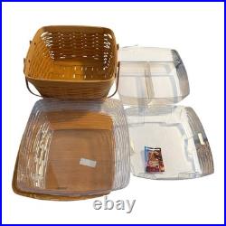 Longaberger 1999 Club Family Picnic Basket with3 Plastic Inserts XL 15 X 15 X 8 Longaberger 1999 Club Family Picnic Basket with3 Plastic Inserts XL 15 X 15 X 8