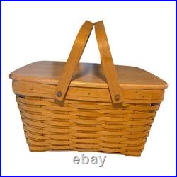 Longaberger 1999 Club Family Picnic Basket with3 Plastic Inserts XL 15 X 15 X 8