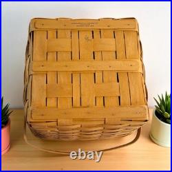 Longaberger 1999 Club Family Picnic Basket with3 Plastic Inserts XL 15 X 15 X 8