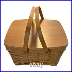 Longaberger 1999 Club Family Picnic Basket with3 Plastic Inserts XL 15 X 15 X 8 Longaberger 1999 Club Family Picnic Basket with3 Plastic Inserts XL 15 X 15 X 8