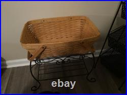 Longaberger 1999 Hope Chest Wrought Iron Stand, Basket and Wood Top