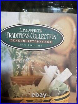 Longaberger 1999 Traditions Collection Generosity Basket with Protectors & Liner