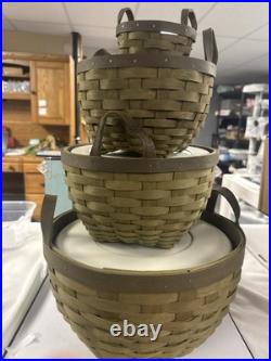 Longaberger 1Wide American Craft Work Basket Olive With Plastic Insert And Lid Longaberger 1Wide American Craft Work Basket Olive With Plastic Insert And Lid