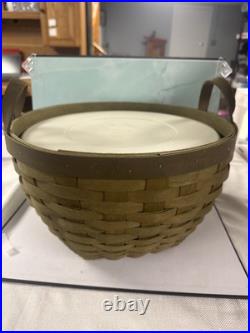 Longaberger 1Wide American Craft Work Basket Olive With Plastic Insert And Lid Longaberger 1Wide American Craft Work Basket Olive With Plastic Insert And Lid