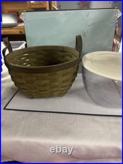 Longaberger 1Wide American Craft Work Basket Olive With Plastic Insert And Lid Longaberger 1Wide American Craft Work Basket Olive With Plastic Insert And Lid