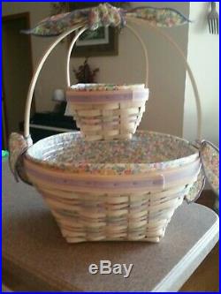 Longaberger 2000 Century Celebration Whitewashed Easter/Jelly Bean Basket Set