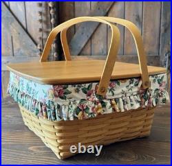 Longaberger 2000 Collectors Club Family Picnic Basket with Liner & Protectors NICE Longaberger 2000 Collectors Club Family Picnic Basket with Liner & Protectors NICE