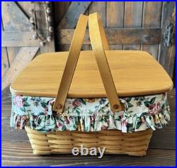 Longaberger 2000 Collectors Club Family Picnic Basket with Liner & Protectors NICE Longaberger 2000 Collectors Club Family Picnic Basket with Liner & Protectors NICE
