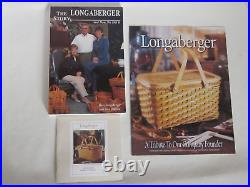 Longaberger 2000 FOUNDER'S Basket + Protector + Lid + Book Tribute to Dave