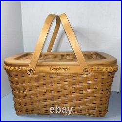 Longaberger 2000 Founder's Market Basket Handwoven With Lid To Dad With Love EUC