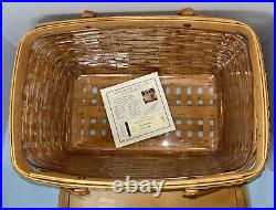 Longaberger 2000 Founder's Market Basket Handwoven With Lid To Dad With Love EUC