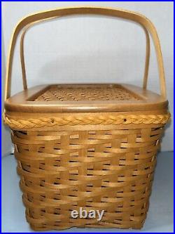 Longaberger 2000 Founder's Market Basket Handwoven With Lid To Dad With Love EUC