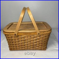Longaberger 2000 Founder's Market Basket with Lid and Custom Plastic Liner