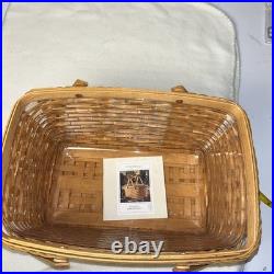 Longaberger 2000 Founder's Market Basket with Lid and Custom Plastic Liner