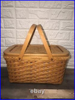 Longaberger 2000 Founder's Market Basket with Woven Lid Liner Protector