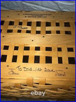 Longaberger 2000 Founder's Market Basket with Woven Lid Liner Protector