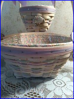 Longaberger 2000 Large And Small Whitewashed Easter Basket Sets With Tie-On
