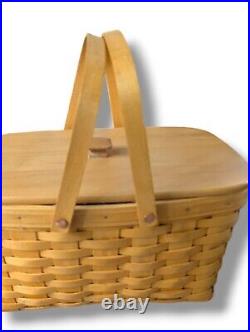 Longaberger 2000 Large Market Basket with Protectors & Woodcrafts Lid