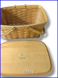 Longaberger 2000 Large Market Basket with Protectors & Woodcrafts Lid