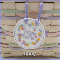Longaberger 2000 Large and Small Easter Basket Set Whitewashed Tie-On Jelly Bean
