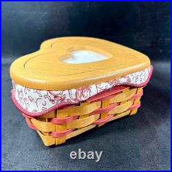Longaberger 2000 Little Love Red Sweetheart Baskets & Heart to Heart Stand Set