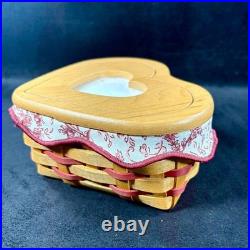 Longaberger 2000 Little Love Red Sweetheart Baskets & Heart to Heart Stand Set