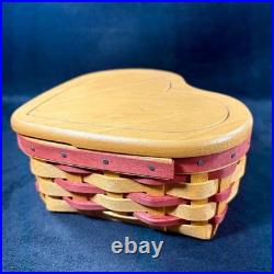 Longaberger 2000 Little Love Red Sweetheart Baskets & Heart to Heart Stand Set