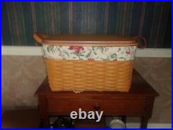 Longaberger 2000 Medium Wash Day Basket Set with Lid Heirloom Floral