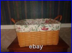 Longaberger 2000 Medium Wash Day Basket Set with Lid Heirloom Floral
