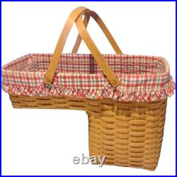 Longaberger 2000 Stair Step it Up Basket with Liner Protector & Handles Vintage