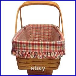 Longaberger 2000 Stair Step it Up Basket with Liner Protector & Handles Vintage