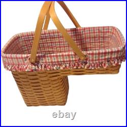 Longaberger 2000 Stair Step it Up Basket with Liner Protector & Handles Vintage