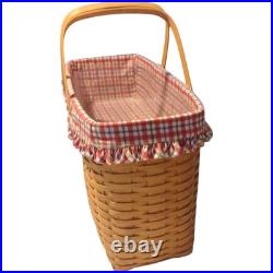 Longaberger 2000 Stair Step it Up Basket with Liner Protector & Handles Vintage