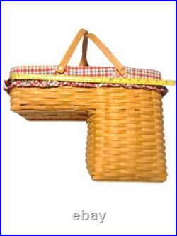 Longaberger 2000 Stair Step it Up Basket with Liner Protector & Handles Vintage