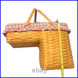 Longaberger 2000 Stair Step it Up Basket with Liner Protector & Handles Vintage