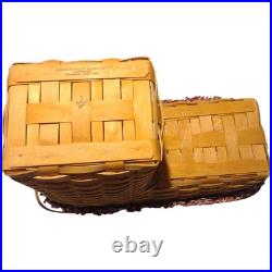 Longaberger 2000 Stair Step it Up Basket with Liner Protector & Handles Vintage