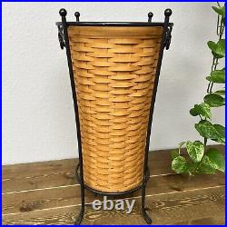 Longaberger 2000 UMBRELLA Basket Protector WROUGHT IRON STAND Vintage