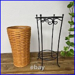 Longaberger 2000 UMBRELLA Basket Protector WROUGHT IRON STAND Vintage