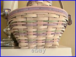 Longaberger 2000 White wash Large & Small Easter Basket withLiner, Prot. Tie &riser