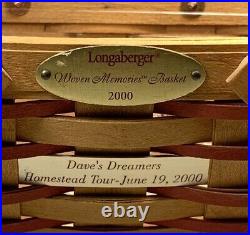 Longaberger 2000 Woven Memories Homestead Tour, Dave's Dreamers 6/19 Signed X4