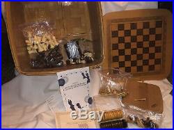 Longaberger 2001 All In One Game Basket Set Chess Checkers Backgammon Tic Tac To