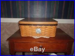 Longaberger 2001 Father's Day Checkerboard Basket Set with Lid & Tie-On