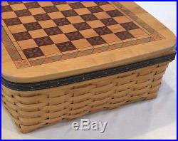 Longaberger 2001 Fathers Day Basket with Checker Set Lid Liner Protector & Tie on