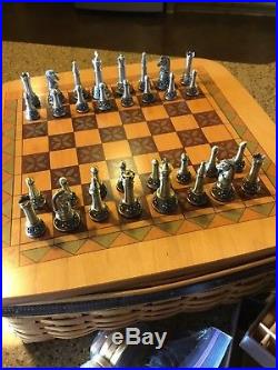 Longaberger 2001 Fathers Day Checkerboard Basket Combo + Pewter Chess Set