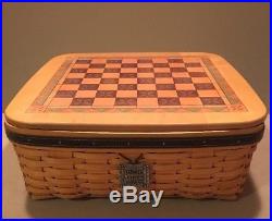Longaberger 2001 Fathers Day Checkerboard Basket Combo + Pewter Chess Set EUC