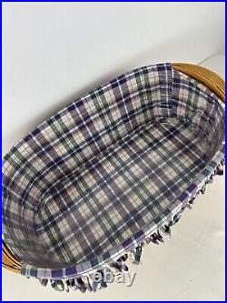 Longaberger 2001 HTF Work Load Basket Large WoodCrafts Plaid Protector Liner