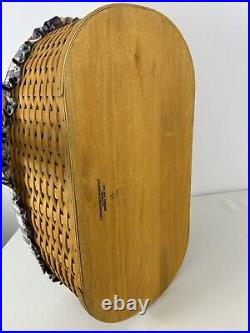 Longaberger 2001 HTF Work Load Basket Large WoodCrafts Plaid Protector Liner