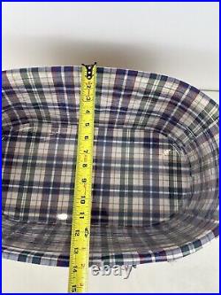 Longaberger 2001 HTF Work Load Basket Large WoodCrafts Plaid Protector Liner