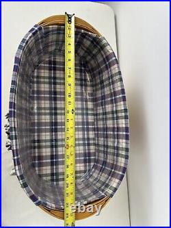 Longaberger 2001 HTF Work Load Basket Large WoodCrafts Plaid Protector Liner
