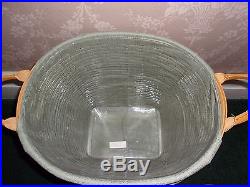 Longaberger 2001 Large Oval Waste Basket Set with WoodCrafts Lid Sage